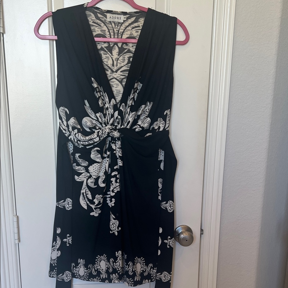 Adore Black and Cream tunic top